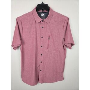Zero Exposure Travel Series Short Sleeve Button‎ Up Shirt Men's M Cabernet